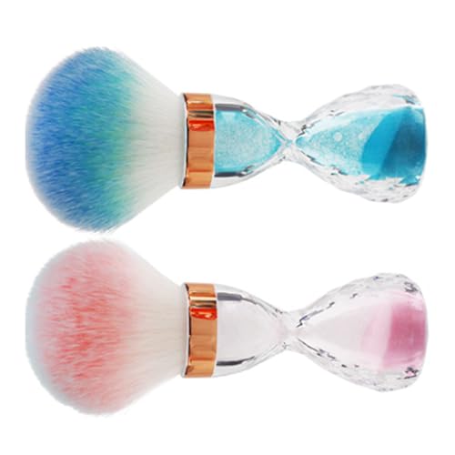 Cepillos para quitar el polvo de uñas con mango ergonómico de reloj de arena en pack de 2