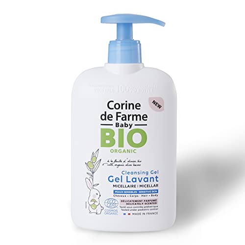 Corine de Farme – Gel Lavant Micellaire Corps & Cheveux Parfumé pour Bébé – Certifié BIO Ecocert – Peaux Sensibles, Cheveux Délicats – Dès la Naissance – 500 ml