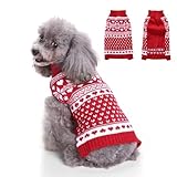 Scheppend Red Dog Sweaters for Small Dogs,Sleeveless Pullover Knitwear for Small Dogs Cats,Fall Winter Warm Puppy Ugly Sweater,Mini Dachshund New Year Holiday Christmas Snowflake Dog Clothes Large