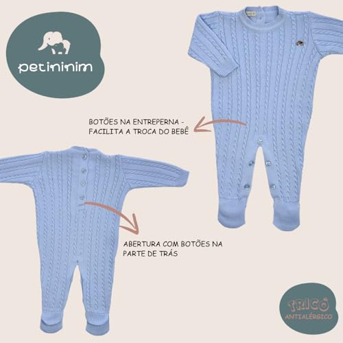 Kit Saída De Maternidade 5 Peças com Body Algodão + Macacão Tricô + Manta Tricô + Touca Tricô + Luva