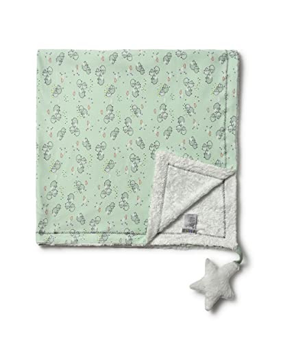 Image of Mi Arcus Reversible Knitted Dual Layer Warm Baby Blanket with Star Element Attached 0-12 M - Green 85x85 cm