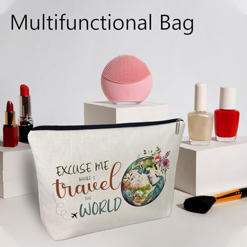 Travel Cosmetic Bags for Women Travel World Makeup Bag Gifts for International Travelers Women Gifts for Birthday Christmas Gifts for Female Friend Daughter3