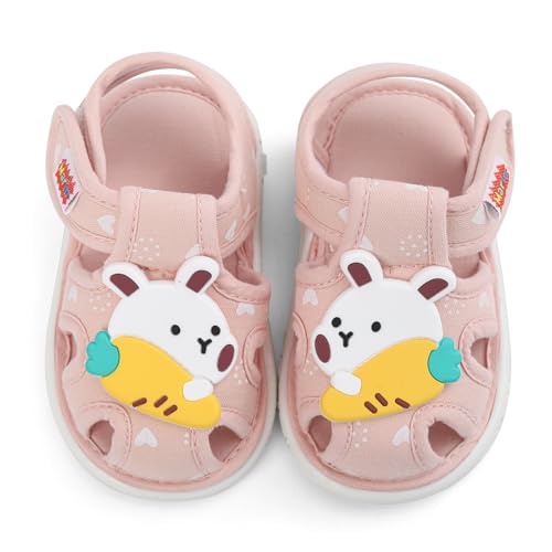 ESTAMICO Baby Girls Boys Sandals Cute Animal Summer Shoes Breathable Non Slip First Walker, 9-12 Months Infant, Pink2