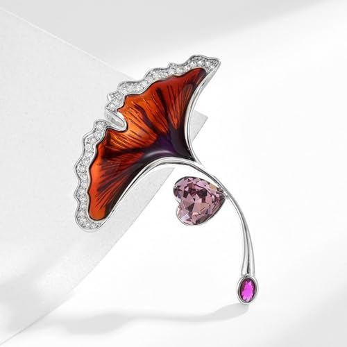 Image of Flower Floral Pearl Brooch Rhinestone Crystal Brooch Leaf Bouquet Brooch Pin Fashion Dress Accessories Birthday Graduation Jewelry Gift For Women