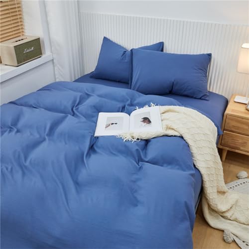 Odot Housses De Couette Microfibre Douce Uni 180x220cm Bleu - Fermeture Éclair, Confort Toute L'Année