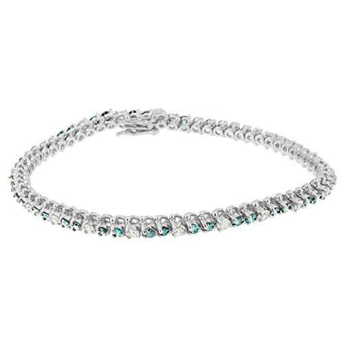 Original Classics 14K White Gold White And Treated Blue Diamond Bracelet (4 5/8 cttw, H-I Color, I1-I2 Clarity)