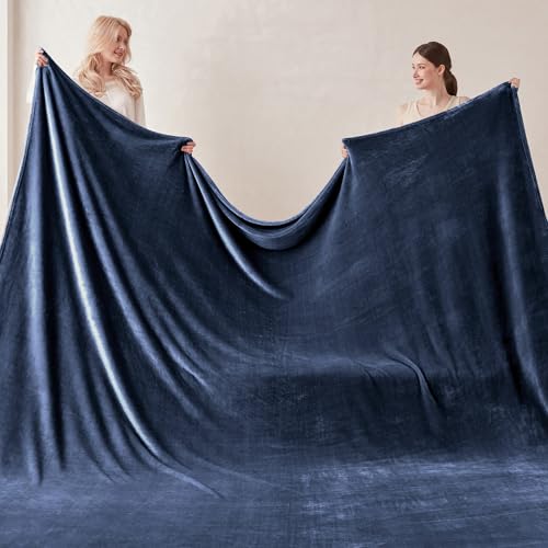 COOVA Oversized King Fleece Blanket 120x120 inches, Soft Cozy Warm Giant Extra Large 10'x10' Blanket for Bed, Sofa, Couch,Travel, Camping, California Huge Flannel Big Throw Blanket, Navy Blue