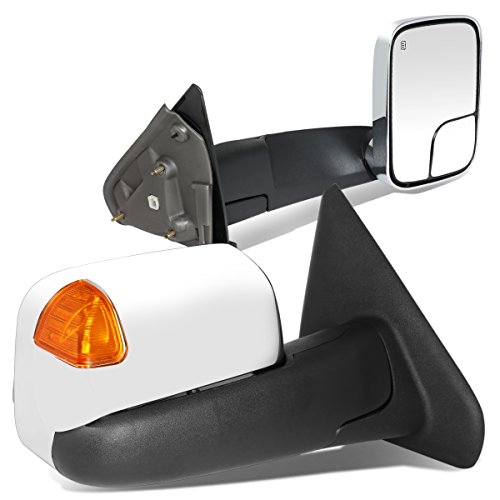 Pair Chrome Power Heated Flip Up w/Amber Signal Light Side Towing Mirrors Compatible with Dodge Ram 1500 2500 3500 02-09