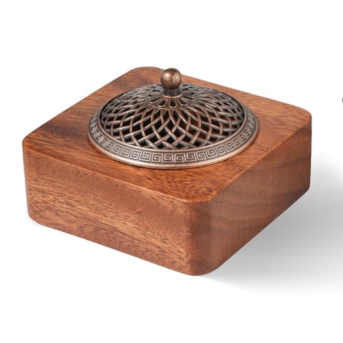 Acacia Wood Incense Burner for Cones & Coils, with Sticks Holder - 3-in-1, Zen Meditation Yoga Home Room Decor