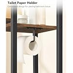 HOOBRO Over The Toilet Storage, 8-Tier Bathroom Organizer Over Toilet Shelf, Storage Rack Above Toilet Stand, Freestanding Space Saver, Toilet Paper Holder, Rustic Brown and Black BF86TS01 - Image 4