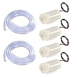 SIPYTOPF 4Pcs DC 3-5V Micro Submersible Mini Water Pump with 2pcs Clear Vinyl Tubing Flexible PVC Tubing(1M) for Aquariums Fish Tank Pond Fountain Hydroponics Garden (4pcs White Pump+2 Tube)