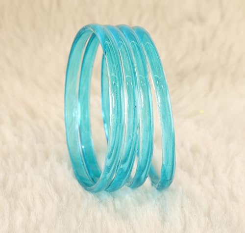 Image of STYOLLO Viral Jelly Plain Transparent Glass Kada Set For Women & Girls | Kanch Kada For Girls | Daily Ethnic Traditional Jewelry | Glossy Classic Fashion Kangan For Wedding, Festive & Parties - Set Of 4