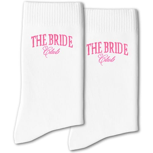 Grace Yonks Bride Socks - Pink and White Wedding Socks for Bridal Shower, Bachelorette Party Decorations - Bride To Be, Bridesmaid Gifts for Newlywed Couple(024)