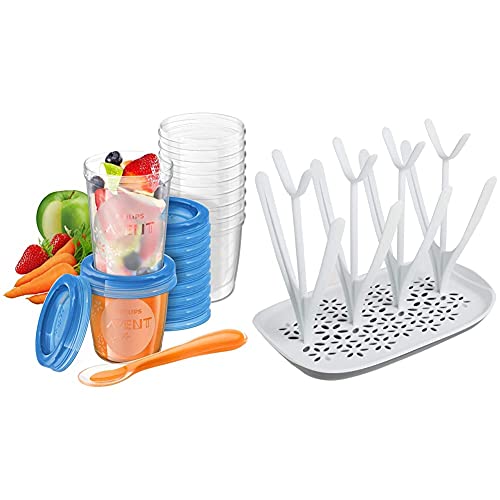 Philips Avent Aufbewahrungsbecher für Babynahrung, 20er Pack (10x180 ml, 10x 240 ml), SCF721/20, mit Schraubdeckel & SCF...