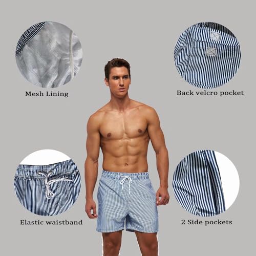 Mens Swim Trunks Quick Dry Boardshorts with Mesh Lining Above Knee Swimwear Bathing Suits4