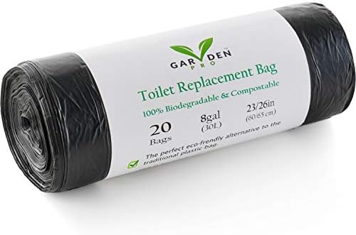 Portable Toilet Replacement Bags | 20 Liners, 8 Gallon 100% Compostable & Biodegradable for Garbage, Garden, Travel, Camping and Kitchen ASTM D6400 and OK Compost Home Certified, Plastic Free
