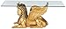 Design Toscano Egyptian Sphinx Glass Topped Sculptural Table in Faux Gold and Egyptian Palette