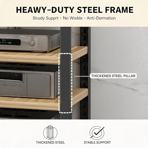 Rack audio stéréo à 5 niveaux et support meuble multimédia ouvert réglable - 5