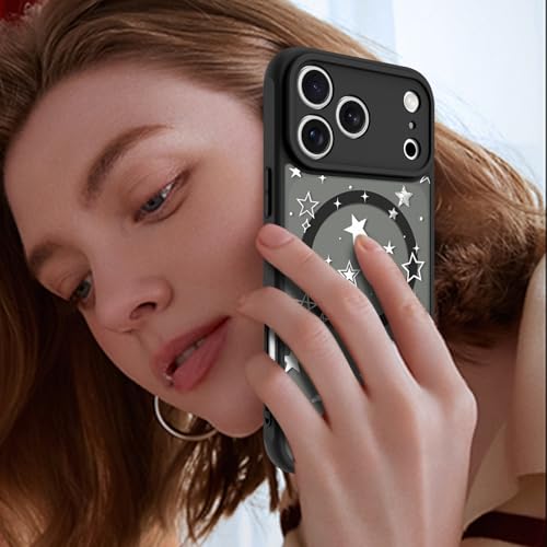Image of KANGHAR Case for iPhone 17 Pro Max Stars Pattern | [Compatible with Magsafe] Cute Protective Magnetic Case for Girls Women Men White