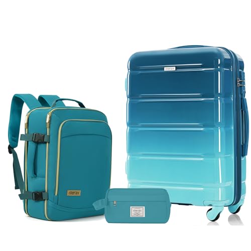 Image of Hardside Luggage Sets, Lightweight Stripes Suitcase with Spinner Wheels, Blue 28