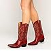 Yolkomo Cowboy Boots for Women Red Cowgirl Boots Mid Calf Square Toe Low Heel Distressed Western Pointed Toe Comfortable Pull-On Leather Embroidered Red Size 6