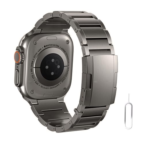 Bracelet en titane compatible Apple Watch 49mm 45mm 44mm maille métallique à boucle papillon iWatch