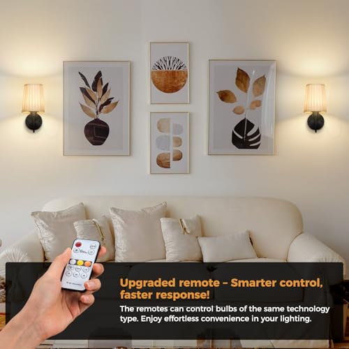 Image of Battery Operated Wall Sconce Set of 2, Rechargeable Wall Sconces with 10000mAh Dimming Magnetic Bulb, Wireless Battery Powered Wall Lights with Pleated for Bedroom Living Room Gallery Hallway,Black