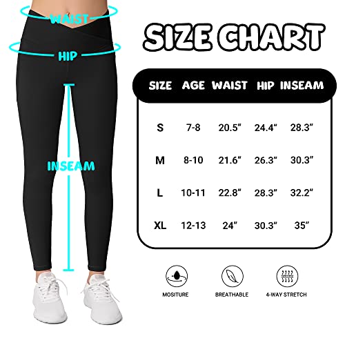 Aenlley Girl V-Cut Legging With Pockets For Exercise Casual-Crossover Tummy Control Stretchy Pants 4 Pack #TOP5