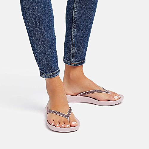 Image of FitFlop Womens iQushion Sparkle Ergonomic Flip Flops for Walking, Lightweight Waterproof Cushioned Thong Sandals for Women with Non Slip Bottom and Arch Support | Lightweight Waterproof Walking Sandals w /Cushioned Comfort & Arch Support