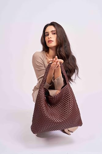 Image of MELOLILA Large Woven Tote Bag for Women Weave Purse Woven Leather Handbag