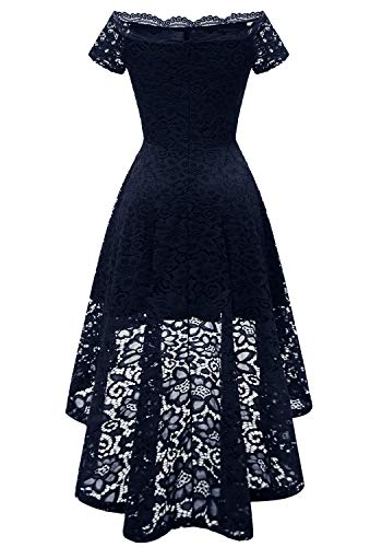 Dressystar Women's Lace Cocktail Dress Hi-Lo Off Shoulder Bridesmaid Swing Formal Party Dress 0042 Navy M #TOP5
