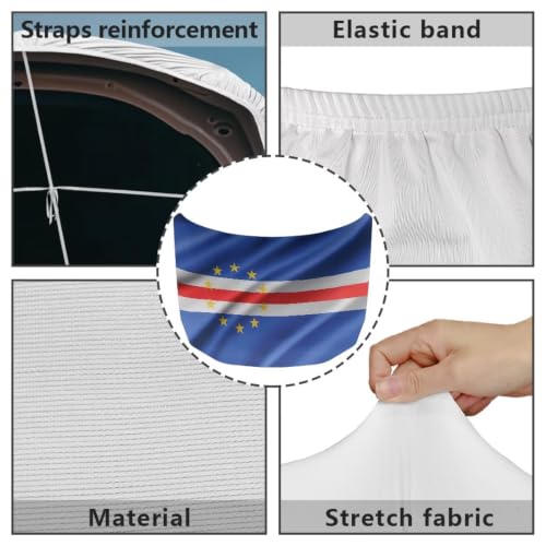 Image of Car Hood Cover Cape Verde Flag Print Car Hood Protector Waterproof Universal Automotive Exterior Accessories Patriotic Decorations for Compact Vehicles Sedans Trucks SUVs for Sports Events