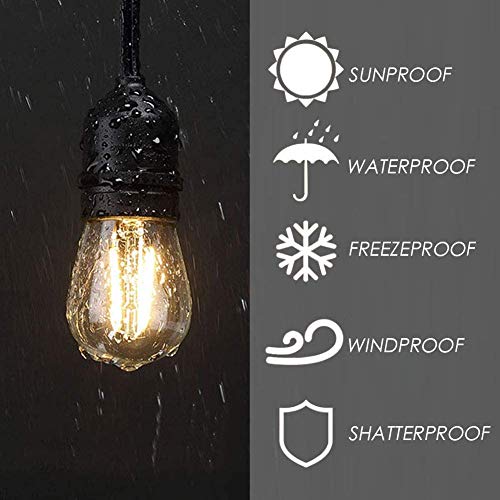 Emitting 25 Pack Led S14 Replacement Light Bulbs, 2W Shatterproof Waterproof Outdoor String Light Bulbs,E26 Regular Base,2200K Warm White,150Lm,Cri80,Non-Dimmable #TOP2