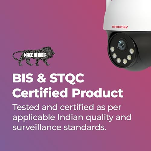 Image of MANOMAY 3MP Wi-Fi Protect Pro Mini Pan-Tilt Camera | BIS-ER (STQC Certified) WiFi CCTV Camera | Full Color Night Vision | Smart Tracking | 2-Way Audio | Memory Card & Cloud | Alexa Support
