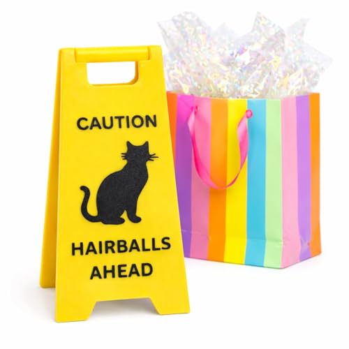 Funny Cat Gift for Cat Lovers - “Caution Hairballs Ahead”