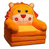 GKJ para Niños Sillón,Suave,Confortable,Plegable Y Lavable,Felpa Beanbag Decoración De Interiores-Peluche De León,80 * 50Cmadecuado para Niños Y Niñas,XL