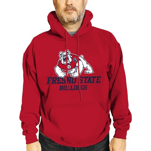 Campus Colors Adult Arch & Logo Soft Style Gameday Hooded Sweatshirt (Fresno State Bulldogs - Red, Large)