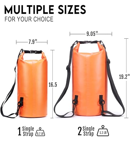 Image of Soulsfeng Waterproof Dry Bag Backpack, Roll Top Floating Dry Storage Bag with Phone Case, Lightweight Dry Sack for Kayaking, Boating, Beach, Travel, Camping 20L, Orange