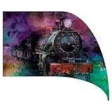 Pro-Graphx Color Guard Flag For Marching Band Color Guard Flag Pole, Curved Rectangle Indoor Winter Competition, Colorguard Performance SWING Flag S4 - Train