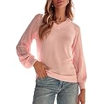 Dokotoo Women's Casual V-Neck Long Sleeve Sweaters Solid Color Pullover Knit Sweater Jumper Tops