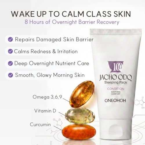 Image of Jacho ODQ YAKTANG Sleeping Pack, Korean Overnight Sleeping Mask, Gromwell Root Extract + ODQ, Glass Skin Night Cream, Soothing + Barrier Repair, Sensitive Skin, 1.69 fl oz