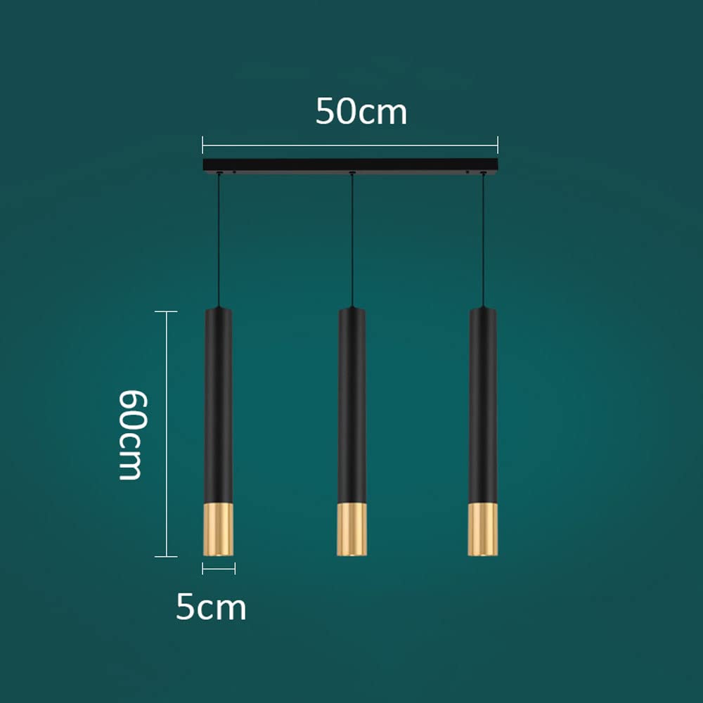 USMJQVZ Luminaire Suspendu LED 5W Mini Moderne au Fini Or Noir, luminaire Suspendu Long réglable pour Bar de Ferme d'îlot de Cuisine, lumière du Jour 3000K à 3 lumières