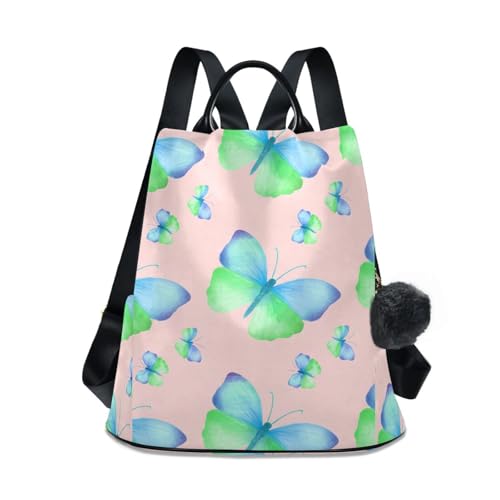 Sac à dos tendance motif papillons bleus et verts pastel pour femme