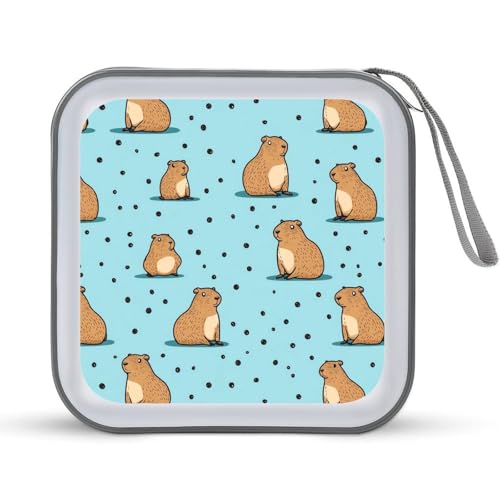 Cute Capybara CD Case Plastic DVD Case Holder Wallet Disc Storage Organizer for Car Travel