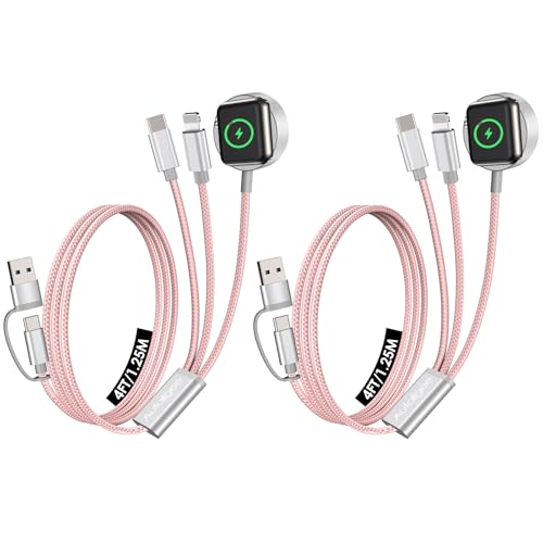Image of 2Pack Travel Essentials,Multi Charging Cable for Apple Watch Charger Pink