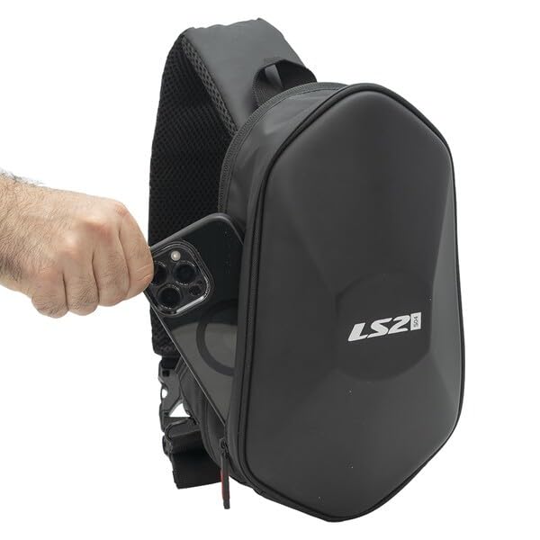 LS2 Borsa a Tracolla 4L, Zaino Monospalla Rigido Nero per Moto