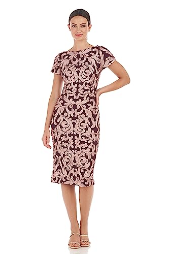 JS Collections Women's Alexa Tea Length Dress, Plum Rose