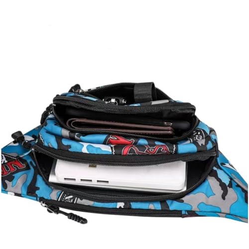 ZHjuju Bum Bag,Camo Waist Bag Waterproof Fanny Pack Fabric Nylon Money Belt Casual Waist Bag for Running Dog Walking Cycling Hiking Outdoor Travel,Blue - Image 3