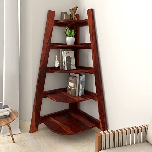 Image of Amazon Brand - Solimo Dartford Solid Sheesham Wood Bookshelf with 5 Shelves, Honey Finish