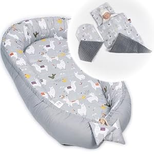 PaLulli Babynest 4-TLG Set Lama Grau